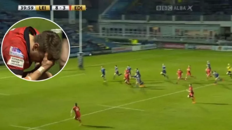 Watch: Edinburgh Winger Somehow Butchers Glorious Chance Against Leinster