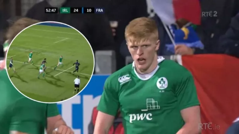 Ireland U20 Centre Makes Sensational Try-Saving Tackle Against France