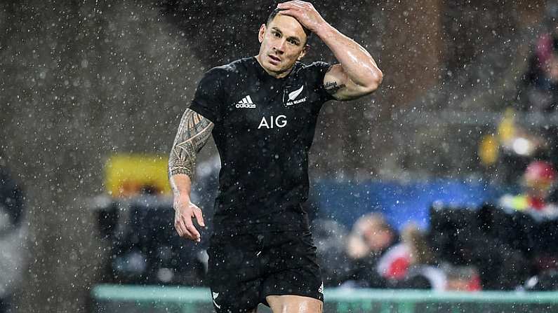 1 July 2017; Sonny Bill Williams of New Zealand after receiving a red card during the Second Test match between New Zealand All Blacks and the British & Irish Lions at Westpac Stadium in Wellington, New Zealand. Photo by Stephen McCarthy/Sportsfile