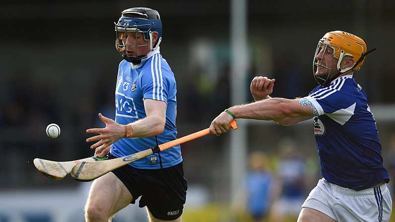 1 July 2017; Cian O'Sullivan of Dublin in action against Cahir Healy of Laois during the GAA Hurling All-Ireland Senior Championship Round 1 match between Dublin and Laois at Parnell Park in Dublin. Photo by David Fitzgerald/Sportsfile