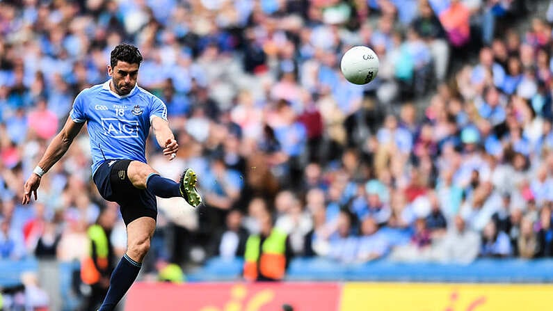 25 June 2017; Bernard Brogan of Dublin scoring a point from a free during the Leinster GAA Football Senior Championship Semi-Final match between Dublin and Westmeath at Croke Park in Dublin. Photo by Eoin Noonan/Sportsfile