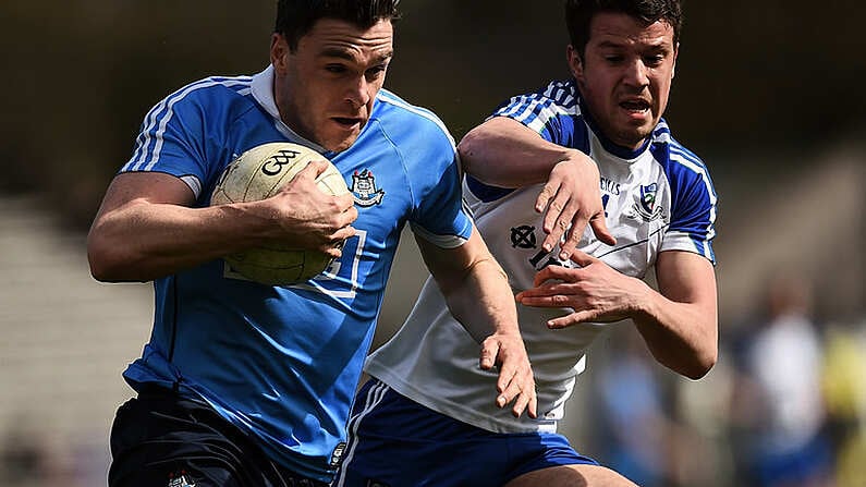 2 April 2017; Paddy Andrews of Dublin in action against Ryan Wylie of Monaghan during the Allianz Football League Division 1 Round 7 match between Monaghan and Dublin at St. Tiernach's Park in Clones, Co Monaghan. Photo by Philip Fitzpatrick/Sportsfile