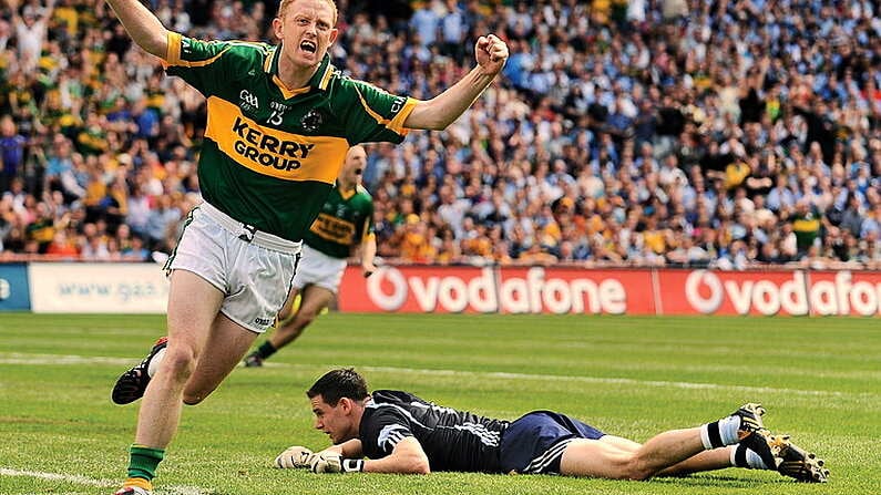 3 August 2009; Hes back. Colm Gooch Cooper, written off by many as the season progressed, scores within seconds of the throw-in against Dublin provoking an avalanche. Picture credit: Stephen McCarthy / SPORTSFILE   This image may be reproduced free of charge when used in conjunction with a review of the book \