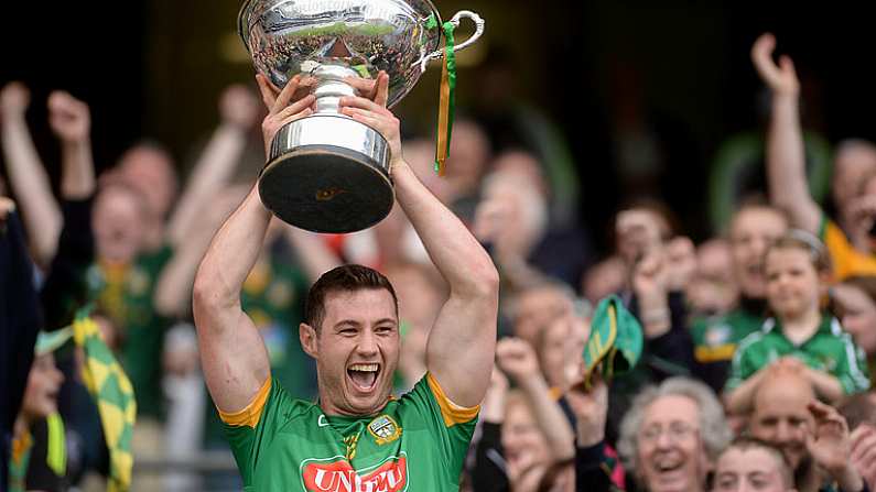 25 June 2016; Meath captain James Toher lifts the cup after the Christy Ring Cup Final Replay between Antrim and Meath at Croke Park in Dublin. Photo by Piaras O Midheach/Sportsfile