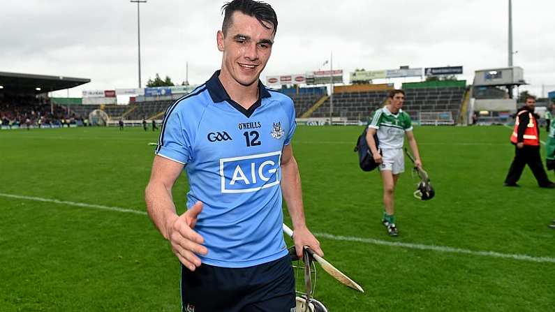 11 July 2015; Dublin's Danny Sutcliffe celebrates after the game. GAA Hurling All-Ireland Senior Championship, Round 2, Dublin v Limerick, Semple Stadium, Thurles, Co. Tipperary. Picture credit: Ray McManus / SPORTSFILE