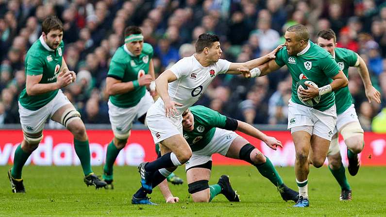 18 March 2017; Simon Zebo of Ireland is tackled by Ben Youngs of England during the RBS Six Nations Rugby Championship match between Ireland and England at the Aviva Stadium in Lansdowne Road, Dublin. Photo by John Dickson/Sportsfile