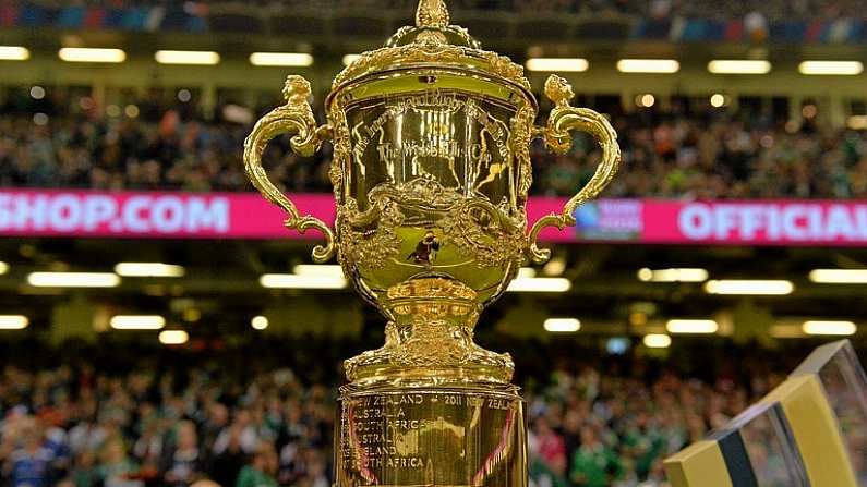 11 October 2015; The Webb Ellis Cup. 2015 Rugby World Cup Pool D, Ireland v France. Millennium Stadium, Cardiff, Wales. Picture credit: Brendan Moran / SPORTSFILE