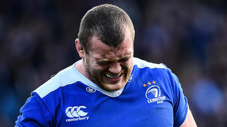 19 May 2017; Jack McGrath of Leinster leaves the pitch with an injury during the first half of the Guinness PRO12 Semi-Final match between Leinster and Scarlets at the RDS Arena in Dublin. Photo by Ramsey Cardy/Sportsfile