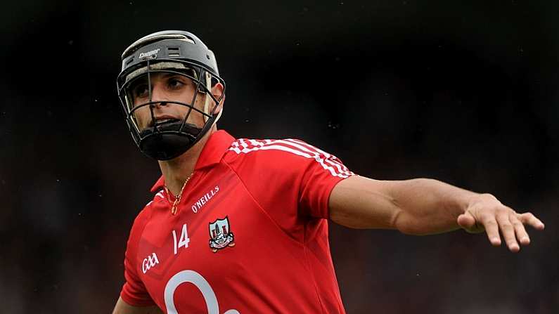 11 July 2010; Aisake O hAilpin celebrates scoring Cork's first goal. Munster GAA Hurling Senior Championship Final, Cork v Waterford, Semple Stadium, Thurles, Co. Tipperary. Picture credit: Ray McManus / SPORTSFILE