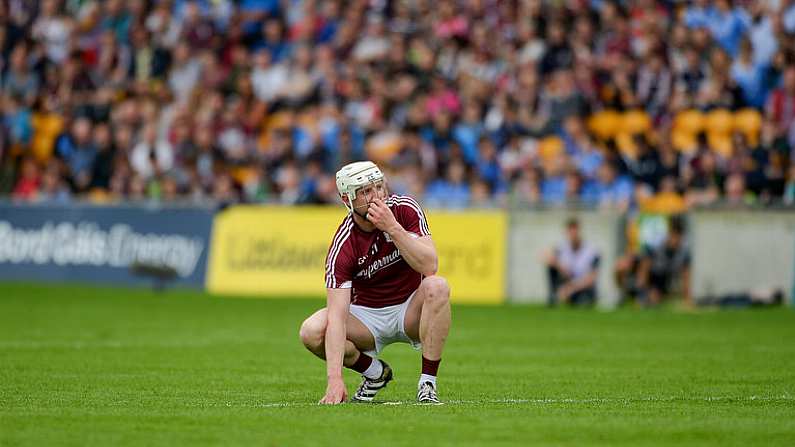 28 May 2017; Joe Canning of Galway reacts after he hit a shot wide during the Leinster GAA Hurling Senior Championship Quarter-Final match between Galway and Dublin at O'Connor Park, in Tullamore, Co. Offaly. Photo by Daire Brennan/Sportsfile