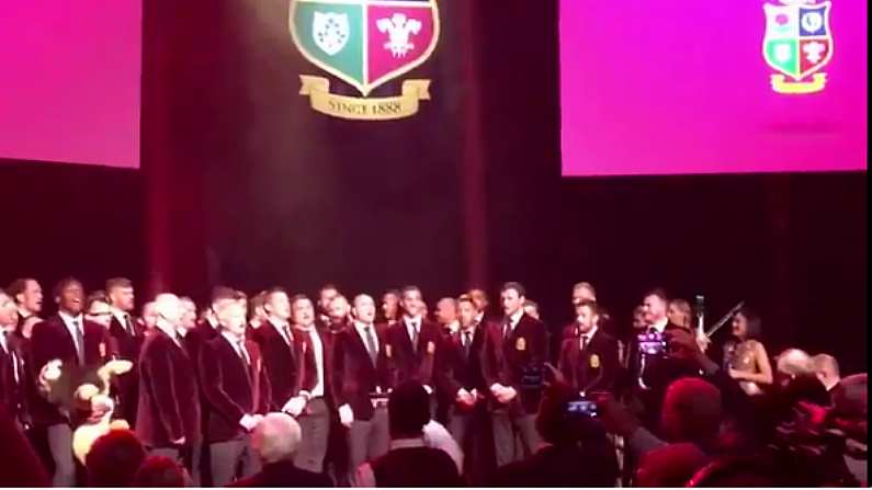 Watch: Entire Lions Squad Belts Out Fields Of Athenry At Farwell Dinner