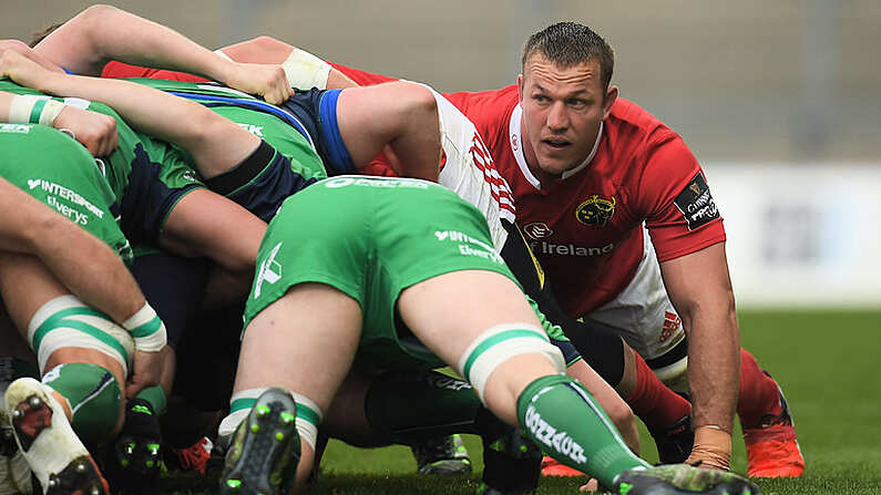 6 May 2017; Jean Deysel of Munster during the Guinness PRO12 Round 22 match between Munster and Connacht at Thomond Park, in Limerick. Photo by Brendan Moran/Sportsfile