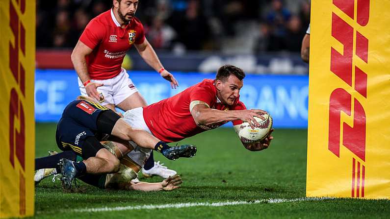 13 June 2017; Sam Warburton of the British & Irish Lions scores his side's third try during the match between the Highlanders and the British & Irish Lions at Forsyth Barr Stadium in Dunedin, New Zealand. Photo by Stephen McCarthy/Sportsfile