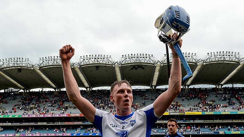 13 August 2017; Austin Gleeson of Waterford celebrates after the GAA Hurling All-Ireland Senior Championship Semi-Final match between Cork and Waterford at Croke Park in Dublin. Photo by Piaras O Midheach/Sportsfile