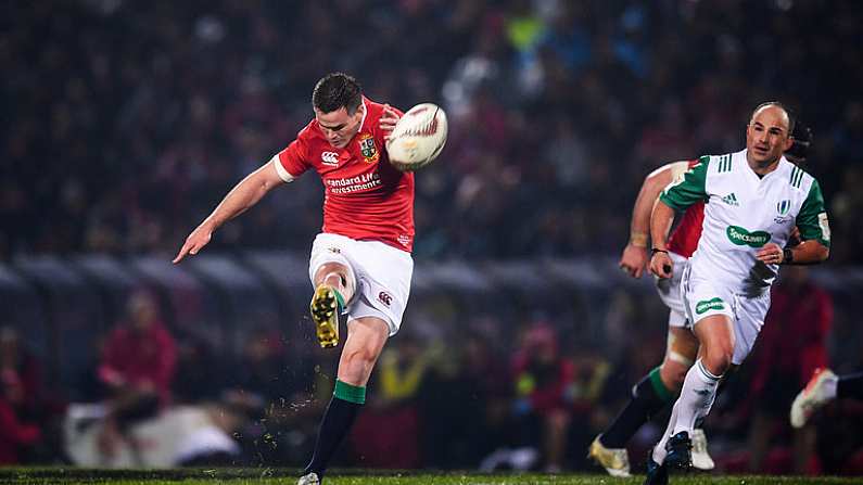 17 June 2017; Jonathan Sexton of the British & Irish Lions kicks to restart the match between the Maori All Blacks and the British & Irish Lions at Rotorua International Stadium in Rotorua, New Zealand. Photo by Stephen McCarthy / SPORTSFILE