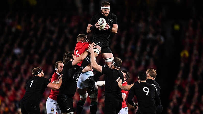 24 June 2017; Kieran Read of New Zealand takes possession in a lineout during the First Test match between New Zealand All Blacks and the British & Irish Lions at Eden Park in Auckland, New Zealand. Photo by Stephen McCarthy/Sportsfile