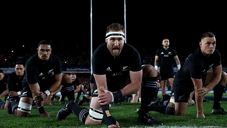 24 June 2017; Kieran Read leads the New Zealand Haka during the Test match between New Zealand All Blacks and the British & Irish Lions at Eden Park in Auckland, New Zealand. Photo by Phil Walter / New Zeland Rugby/ Pool via Sportsfile