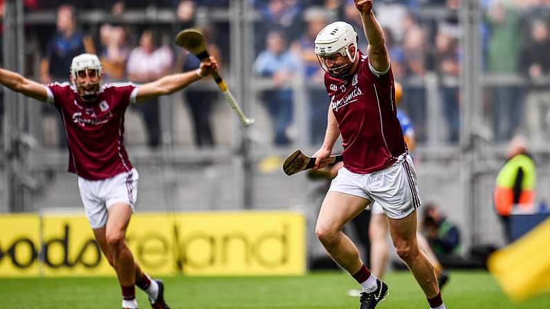 6 August 2017; Joe Canning of Galway celebrates after scoring the winning point of the GAA Hurling All-Ireland Senior Championship Semi-Final match between Galway and Tipperary at Croke Park in Dublin. Photo by Ramsey Cardy/Sportsfile