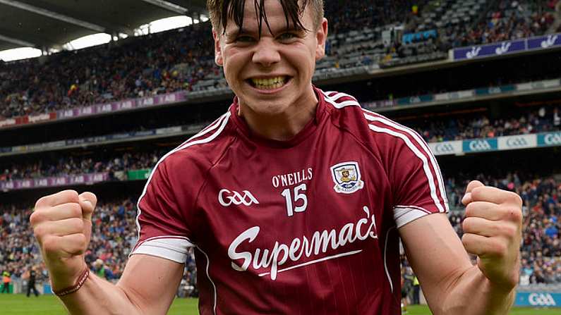 6 August 2017; Jack Canning of Galway celebrates after the Electric Ireland GAA Hurling All-Ireland Minor Championship Semi-Final match between Kilkenny and Galway at Croke Park in Dublin. Photo by Piaras O Midheach/Sportsfile