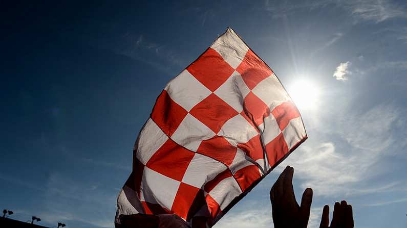 18 June 2017; A Cork supporter flies a flag after the Munster GAA Hurling Senior Championship Semi-Final match between Waterford and Cork at Semple Stadium in Thurles, Co Tipperary.  Photo by Piaras O Midheach/Sportsfile