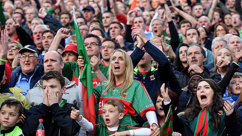 1 October 2016; Mayo supporters on Hill 16 during the GAA Football All-Ireland Senior Championship Final Replay match between Dublin and Mayo at Croke Park in Dublin. Photo by Cody Glenn/Sportsfile