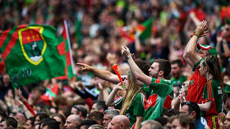 26 August 2017; Mayo fans during the GAA Football All-Ireland Senior Championship Semi-Final Replay match between Kerry and Mayo at Croke Park in Dublin. Photo by Brendan Moran/Sportsfile