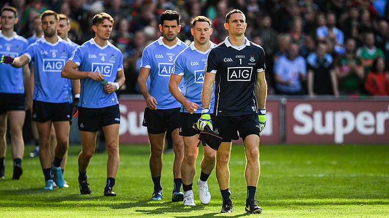 17 September 2017; Stephen Cluxton of Dublin leads out his team ahead of the GAA Football All-Ireland Senior Championship Final match between Dublin and Mayo at Croke Park in Dublin. Photo by Ray McManus/Sportsfile