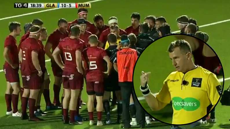 Watch: Nigel Owens Calls All 30 Players In For A Talking To During Glasgow Vs Munster