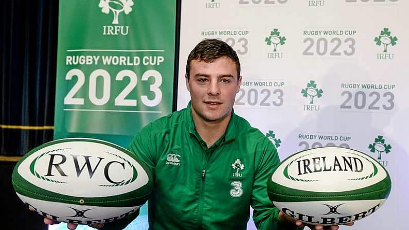 5 December 2014; In attendance at the announcement of the Irish Rugby Football Union, Irish Government and the Northern Ireland Executives' intention to submit a bid to host the 2023 Rugby World Cup in Ireland is Ireland rugby international Robbie Henshaw. Royal School, College Hill, Armagh. Picture credit: Oliver McVeigh / SPORTSFILE