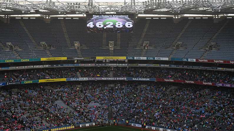 24 September 2017; The attendance of 46,286 is shown during the TG4 Ladies Football All-Ireland Senior Championship Final match between Dublin and Mayo at Croke Park in Dublin. Photo by Stephen McCarthy/Sportsfile