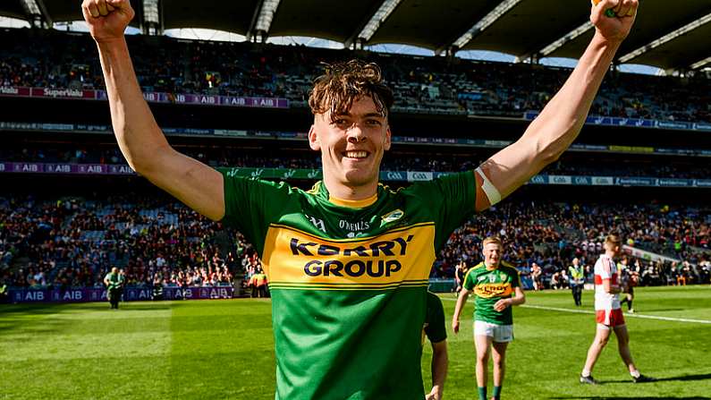 17 September 2017; David Clifford of Kerry celebrates after the Electric Ireland GAA Football All-Ireland Minor Championship Final match between Kerry and Derry at Croke Park in Dublin. Photo by Piaras O Midheach/Sportsfile