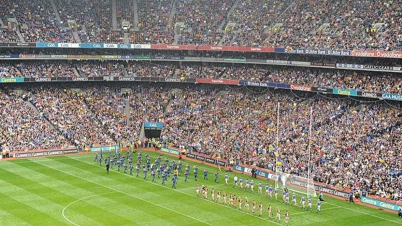 5 September 2010; The Kilkenny and Tipperary teams parade behind the Artane Band before the game. GAA Hurling All-Ireland Senior Championship Final, Kilkenny v Tipperary, Croke Park, Dublin. Picture credit: Brendan Moran / SPORTSFILE