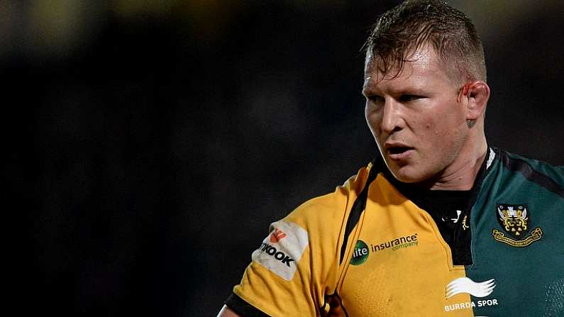 7 December 2013; Dylan Hartley, Northampton Saints. Heineken Cup 2013/14, Pool 1, Round 3, Northampton Saints v Leinster. Franklins Gardens, Northampton, England. Picture credit: Stephen McCarthy / SPORTSFILE