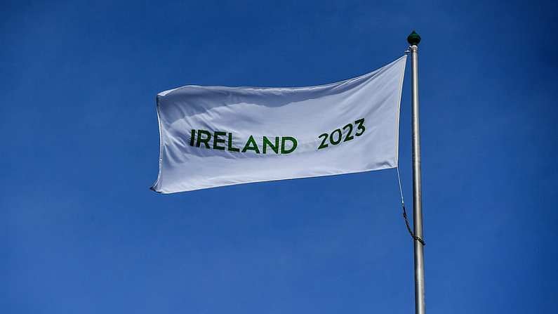 21 March 2017; An Ireland 2023 flag flies at Croke Park ahead of the World Rugby Technical Review Group visit as part of Ireland's bid to host the 2023 Rugby World Cup. Photo by Brendan Moran/Sportsfile