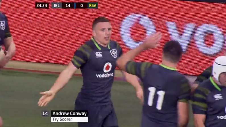 Watch: Andrew Conway's Quick-Thinking Gives Ireland Opening Try