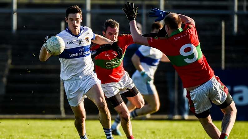 12 November 2017; Diarmuid Connolly of St Vincent's in action against Damien Power and Theo Smith of Rathnew during the AIB Leinster GAA Football Senior Club Championship Quarter-Final match between Rathnew and St Vincent's at Joule Park in Aughrim, Wicklow. Photo by Matt Browne/Sportsfile