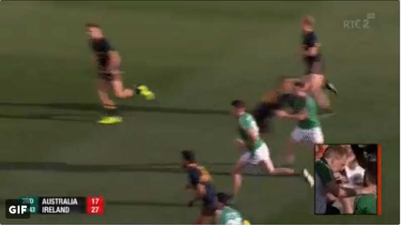 Watch: Chris Barrett Hit With Sickening, Late Hit By Aussie Joel Selwood