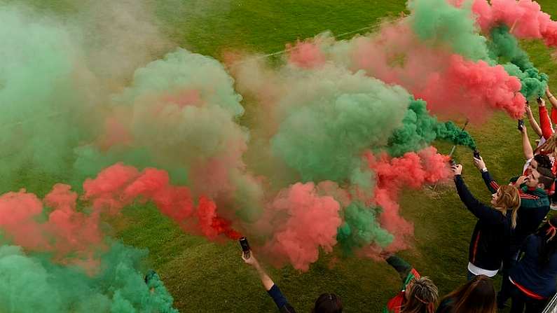 11 October 2015; Rathnew supporters before the game. Renault Ireland Wicklow County Senior Football Championship Final, Rathnew v St Patrick's. County Grounds, Aughrim, Co. Wicklow. Picture credit: Ray McManus / SPORTSFILE