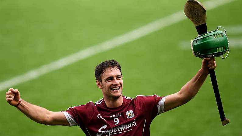 3 September 2017; The Galway captain David Burke celebrates after the final whistle of the GAA Hurling All-Ireland Senior Championship Final match between Galway and Waterford at Croke Park in Dublin. Photo by Ray McManus/Sportsfile