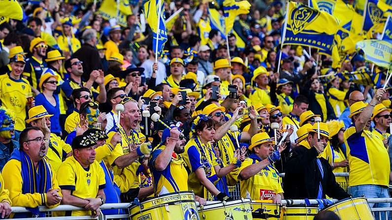 23 April 2017; ASM Clermont Auvergne supporters during the European Rugby Champions Cup Semi-Final match between ASM Clermont Auvergne and Leinster at Matmut Stadium de Gerland in Lyon, France. Photo by Ramsey Cardy/Sportsfile