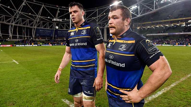 16 December 2017; James Ryan, left, and Jack McGrath of Leinster after the European Rugby Champions Cup Pool 3 Round 4 match between Leinster and Exeter Chiefs at the Aviva Stadium in Dublin. Photo by Brendan Moran/Sportsfile