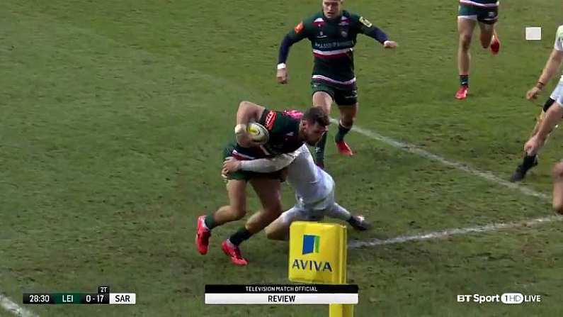 Leicester Winger Pulls Off 'Out Of This World' Offload For Try