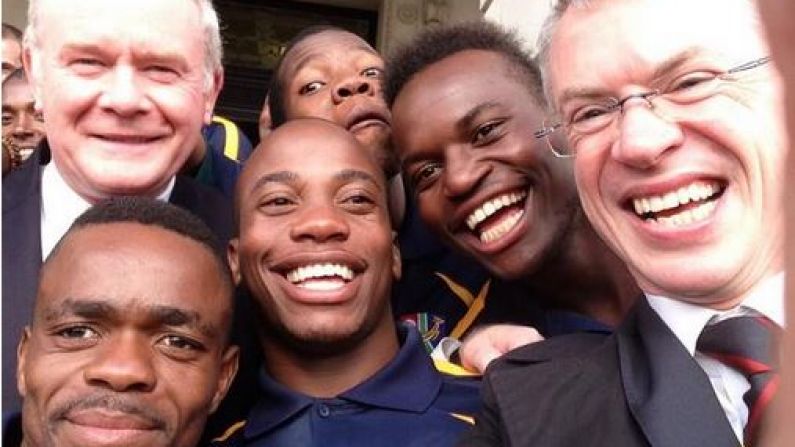 South African GAA Player Gives Martin McGuinness 'Bunny Ears' In Joe Brolly Selfie