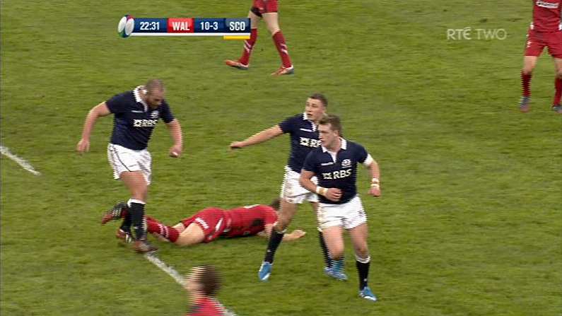 GIF: Stuart Hogg Red Carded For Nasty Shoulder To Dan Biggar's Head