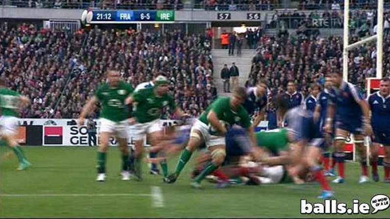 GIF: Superb Chris Henry One-Handed Pass, Jonny Sexton Barrels Over