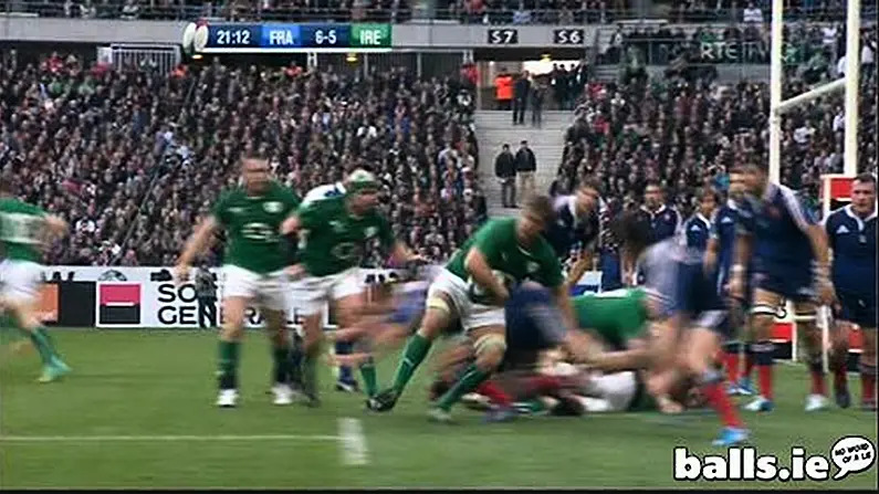 GIF: Superb Chris Henry One-Handed Pass, Jonny Sexton Barrels Over