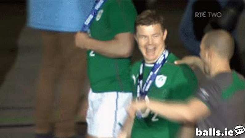 GIF: The Brian O'Driscoll Funny Walk Of Victory