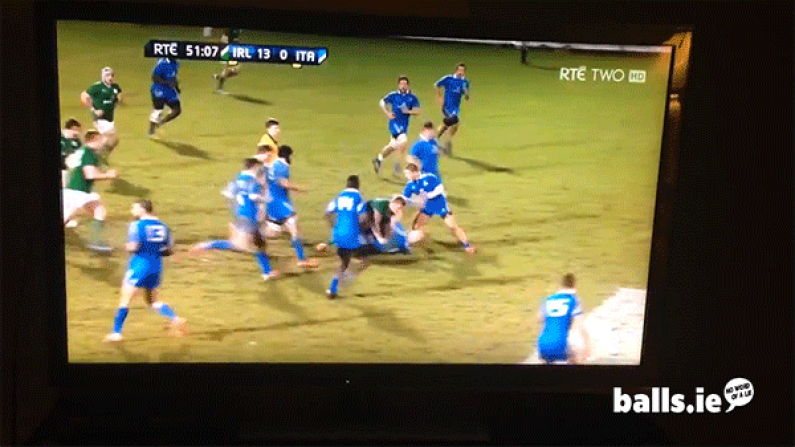 GIF: Monster Hit By Ireland Under 20's Player Peter Robb On Hapless Italian