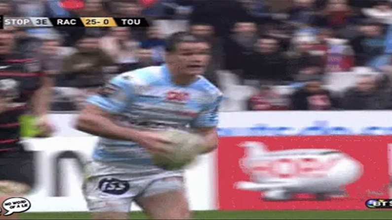 GIF: Jonny Sexton Gets Hit Late, Kicked In Head By Own Player