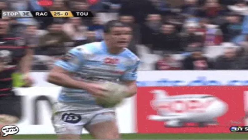 GIF: Jonny Sexton Gets Hit Late, Kicked In Head By Own Player